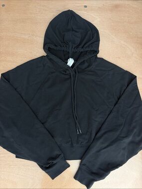 ALO Yoga Black Buttery Soft Cropped Pullover Hoodie
